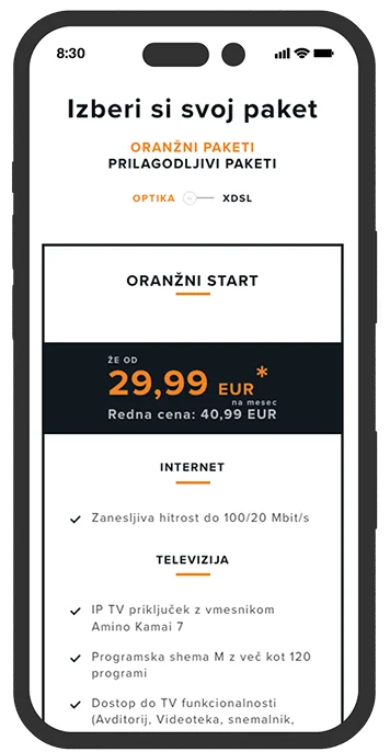 T-2 package selection screen on mobile